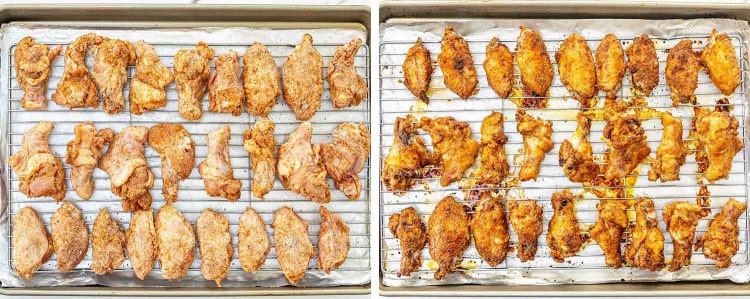 process shots showing how to make dry rub wings.