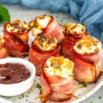pig shots made in the air fryer on a serving plate.