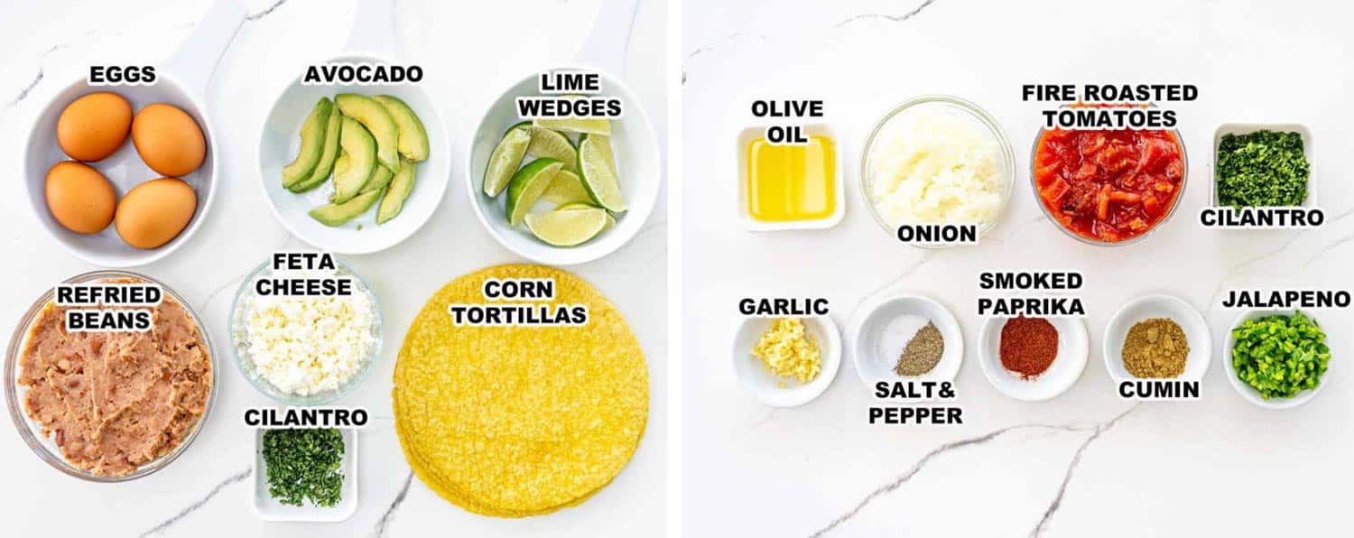 ingredients needed to make huevos rancheros.