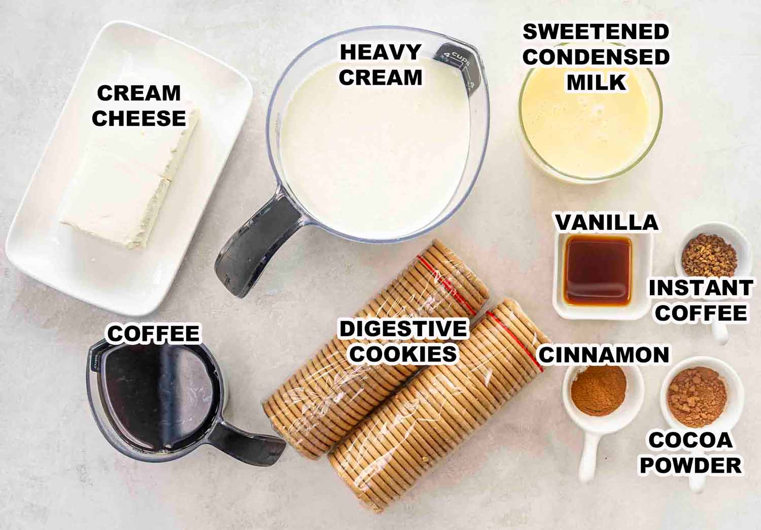 ingredients needed to make carlota de cafe, aka mexican tiramisu.