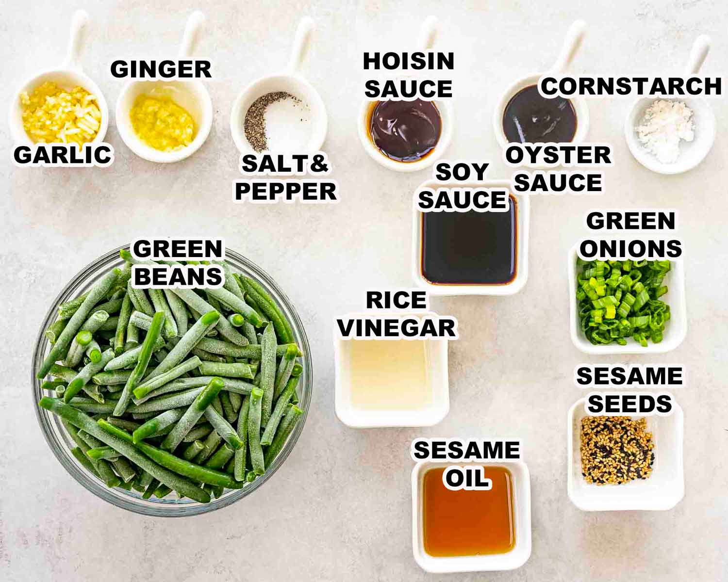 ingredients needed to make chicken green bean stir fry.