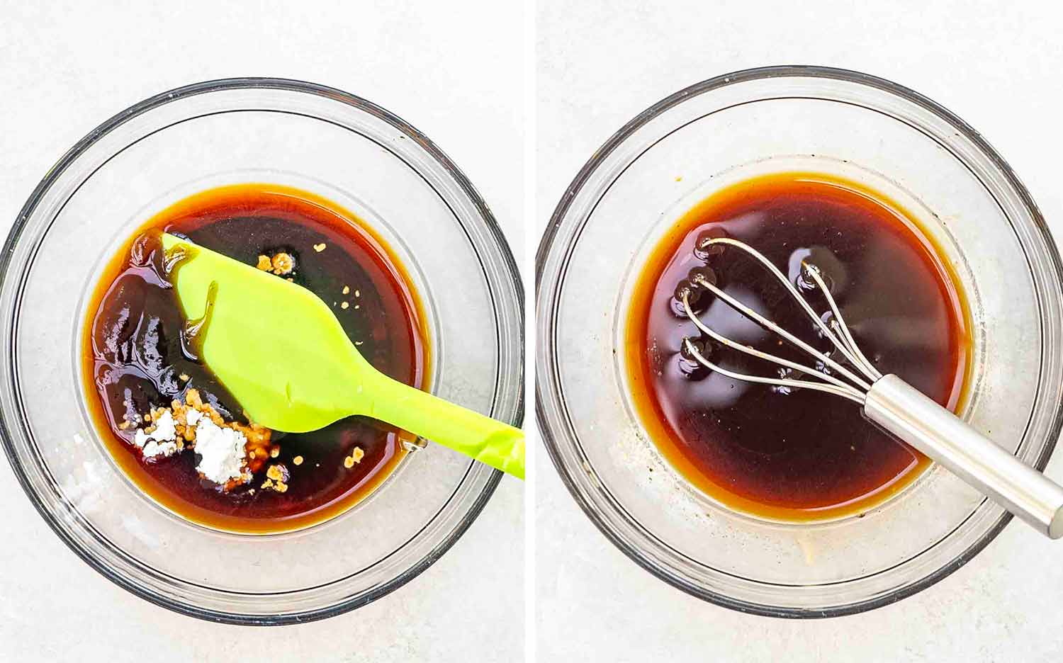 process shots showing how to make chicken green bean stir fry.