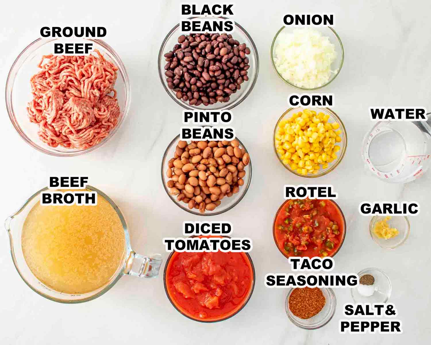 ingredients needed to make taco soup.