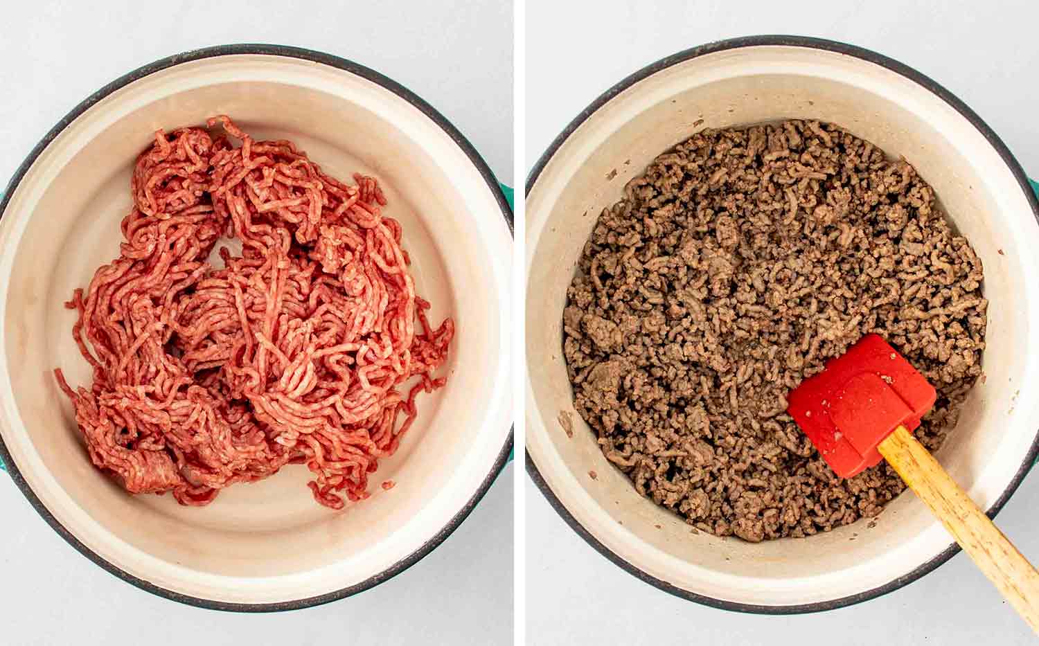 process shots showing how to make taco soup.