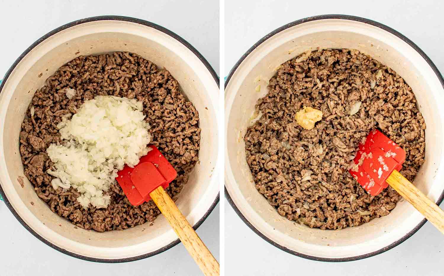 process shots showing how to make taco soup.