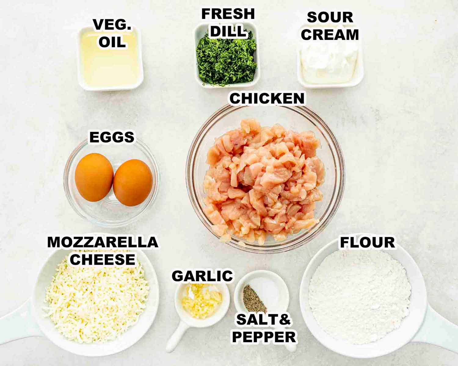 ingredients needed to make chicken fritters.
