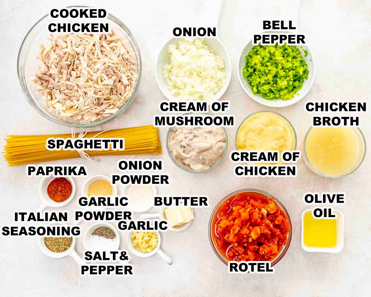 ingredients needed chicken spaghetti.