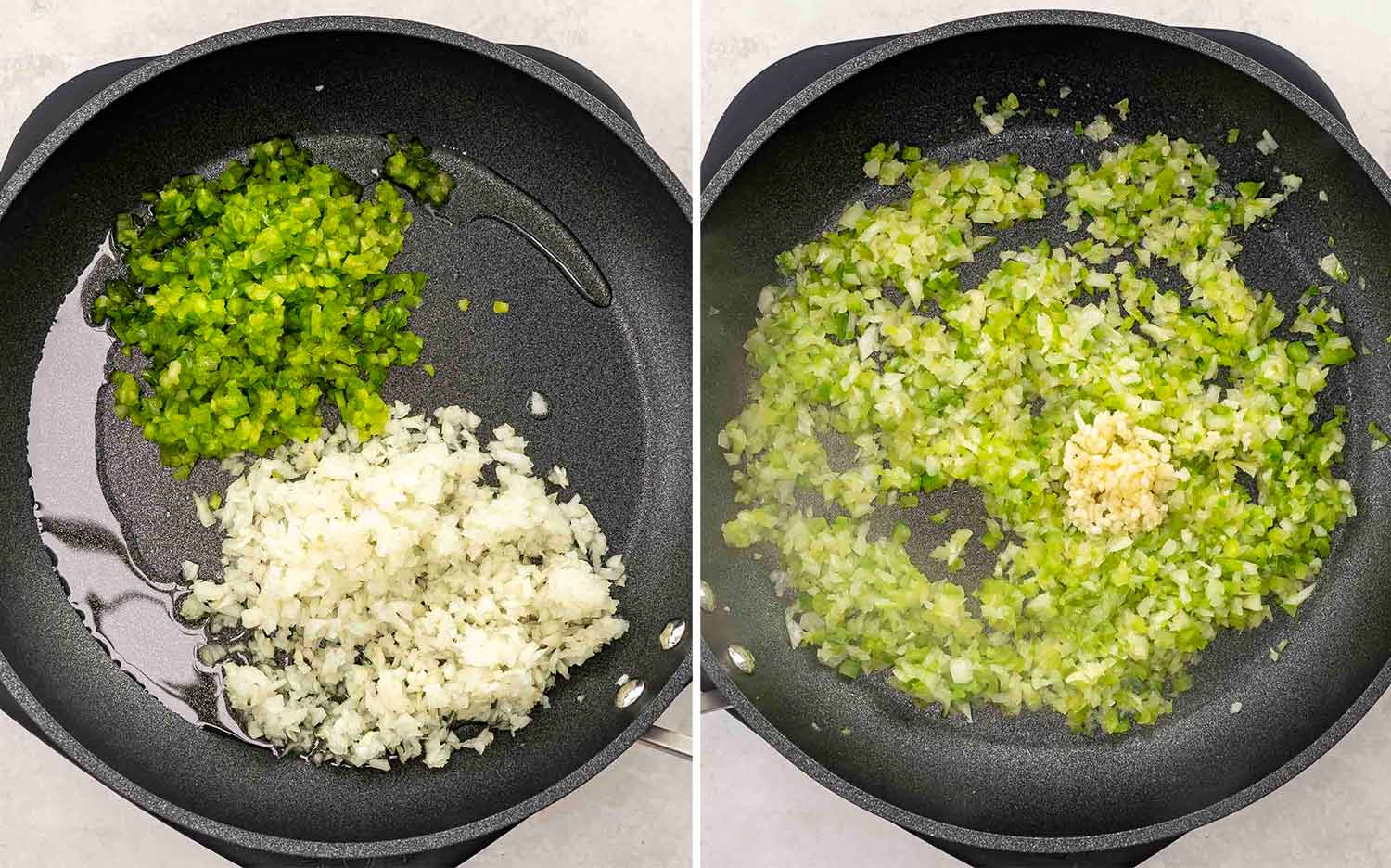 process shots showing how to make chicken spaghetti.