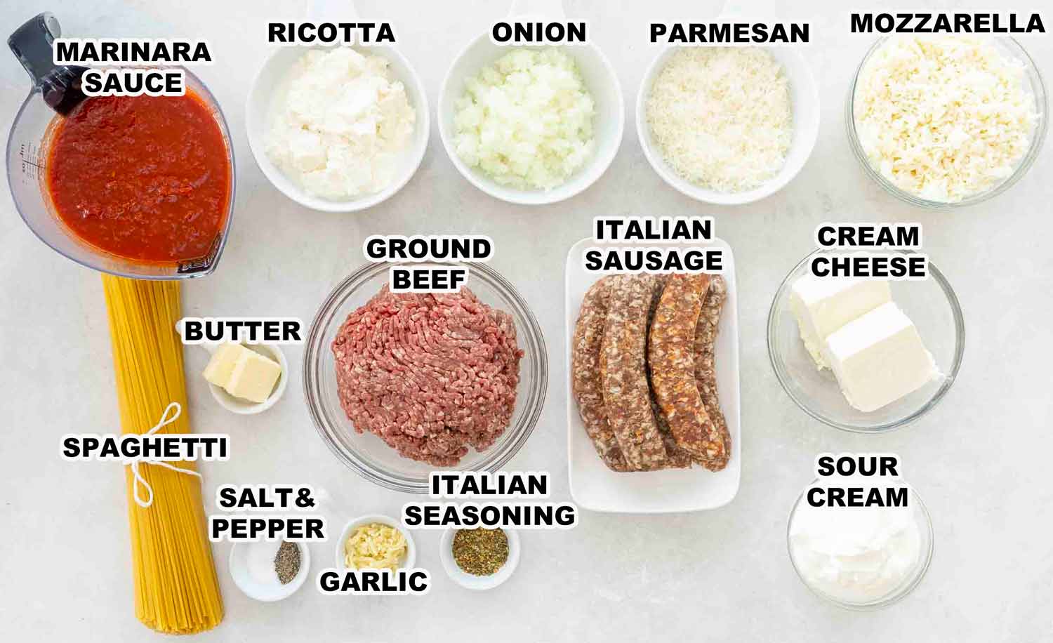ingredients needed to make million dollar spaghetti.