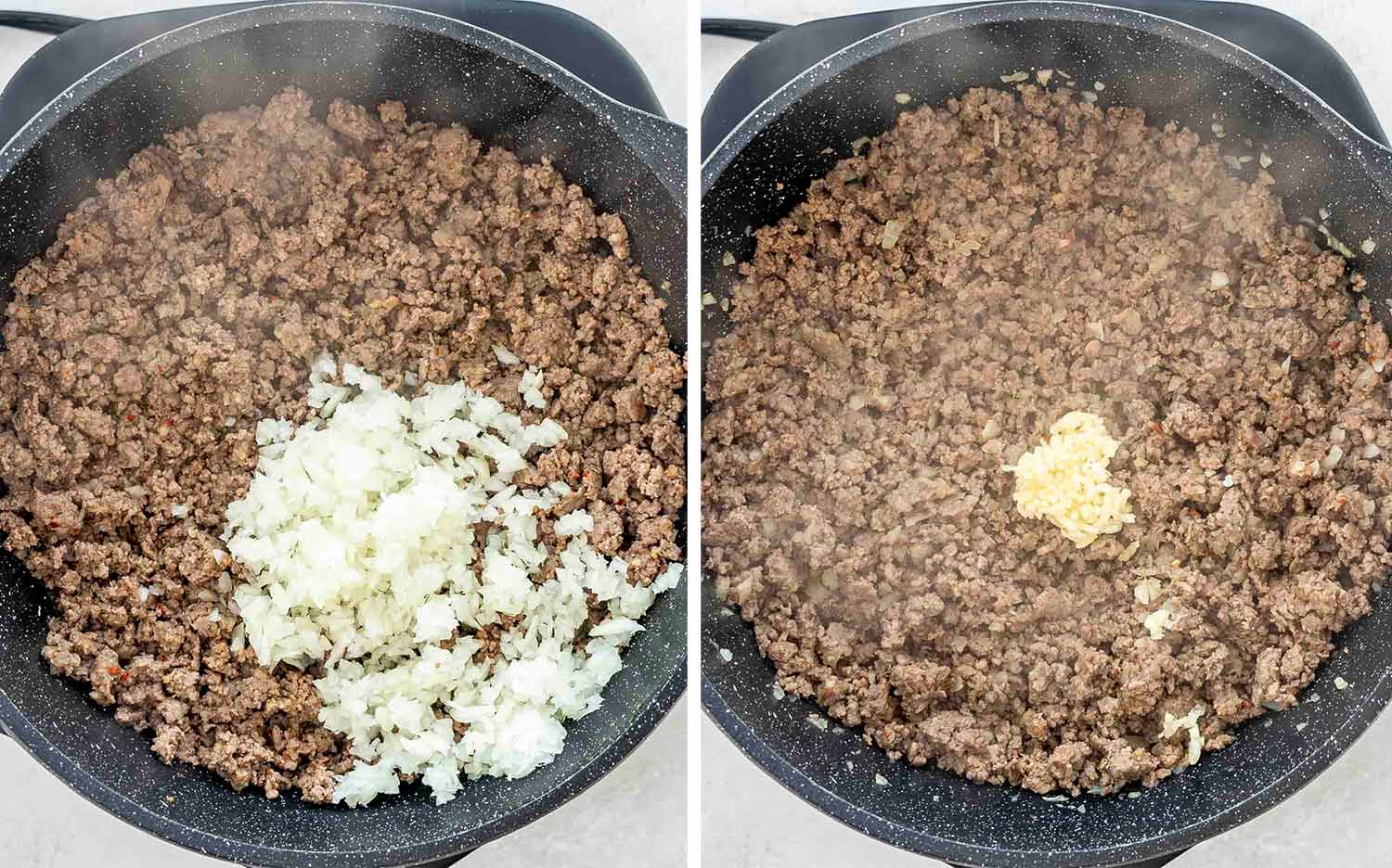 process shots showing how to make million dollar spaghetti.