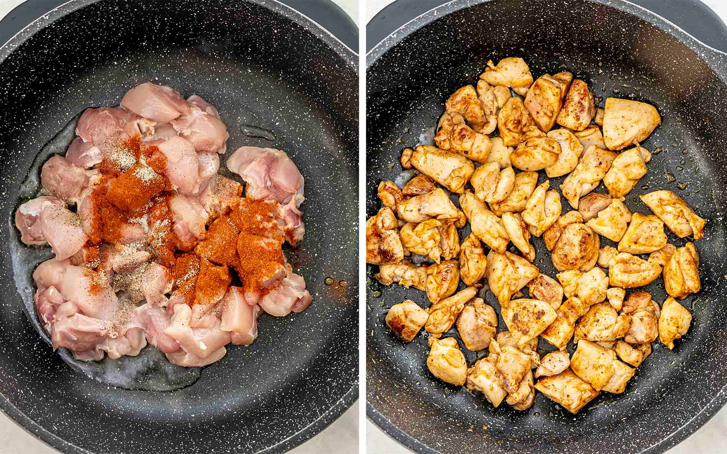 process shots showing how to make chicken riggies.