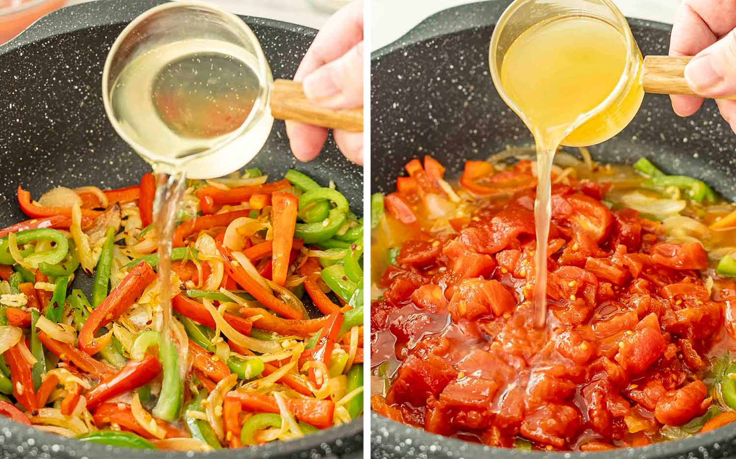 process shots showing how to make chicken riggies.