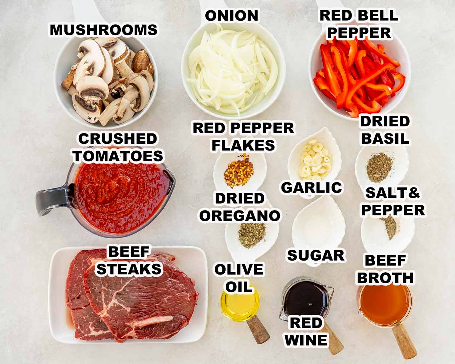 ingredients needed to make steak pizzaiola.