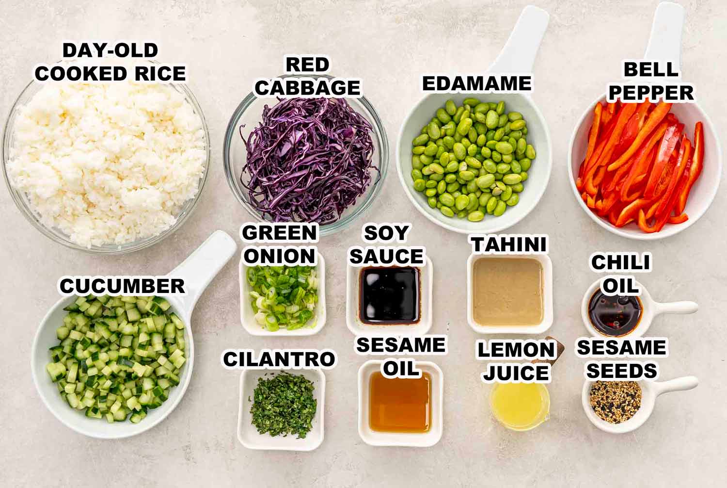 ingredients needed to make crispy rice salad.