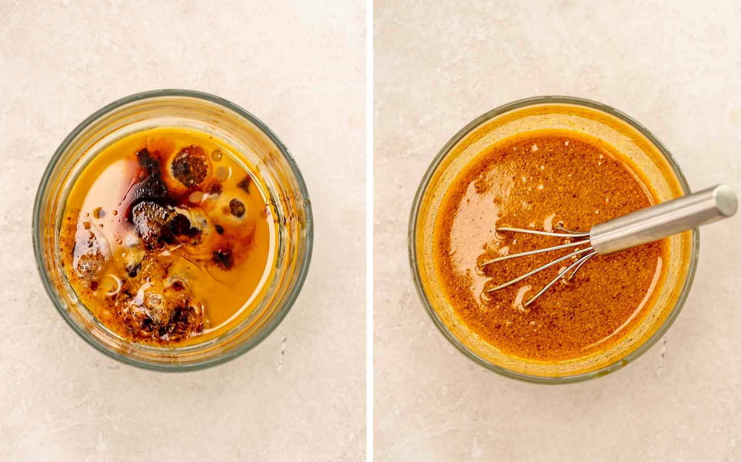 process shots showing how to make crispy rice salad.