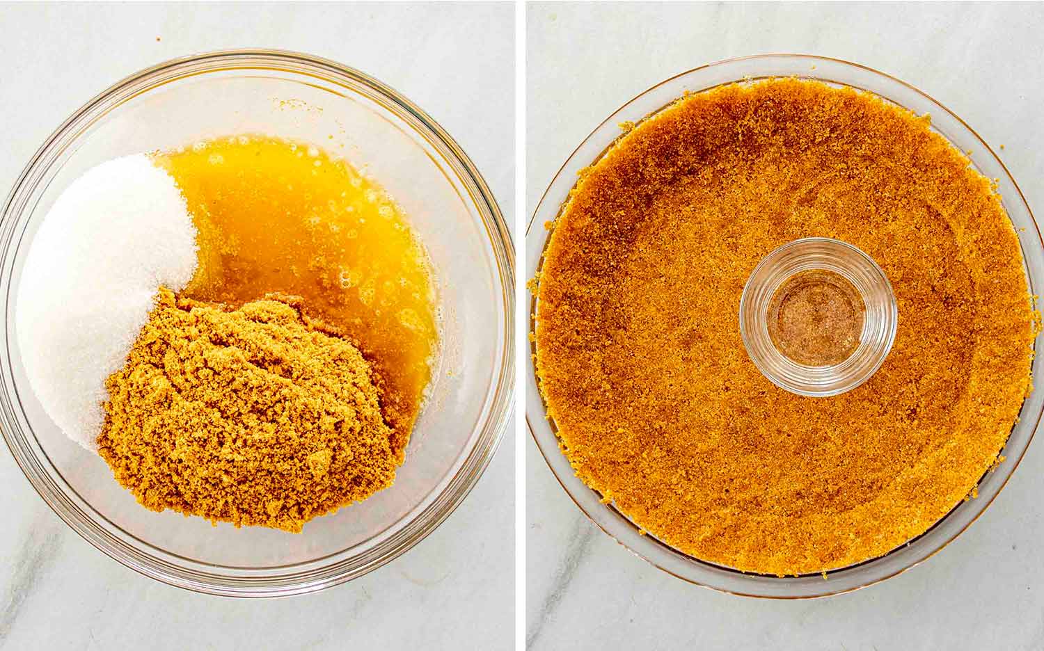 process shots showing how to make peanut butter pie.