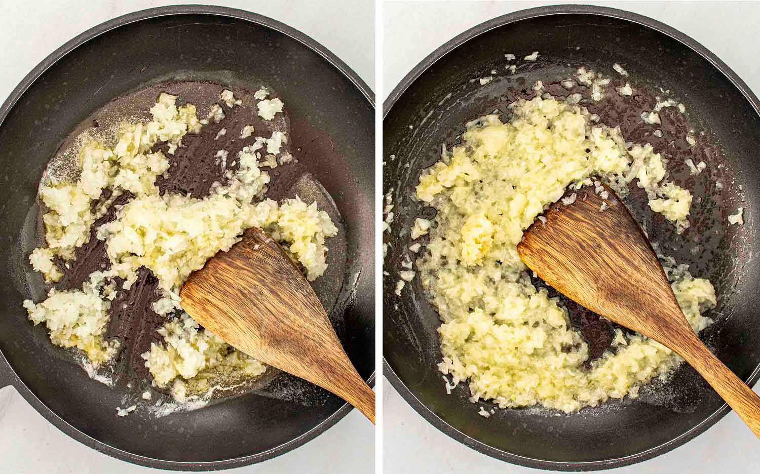 process shots showing how to make creamed spinach gratin.