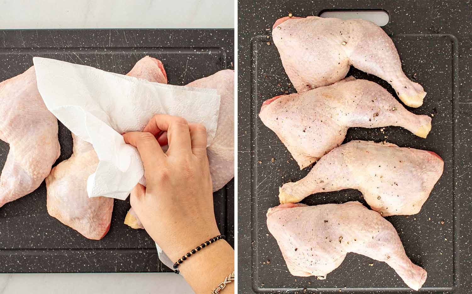 process shots showing how to make chicken normandy.