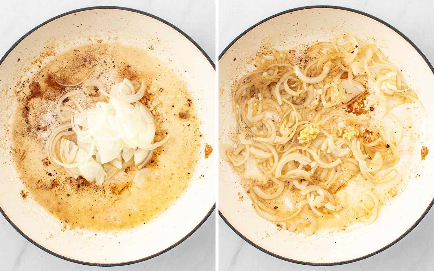 process shots showing how to make chicken normandy.