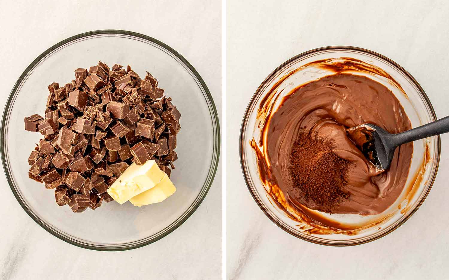 process shots showing how to make mocha fudge cookies.