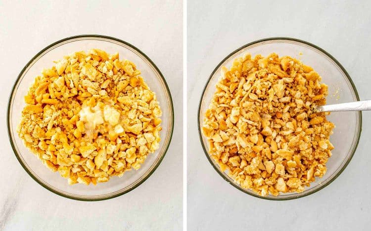 process shots showing how to make neiman marcus chicken casserole.