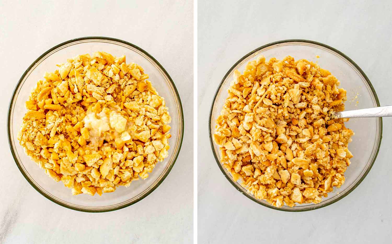 process shots showing how to make neiman marcus chicken casserole.