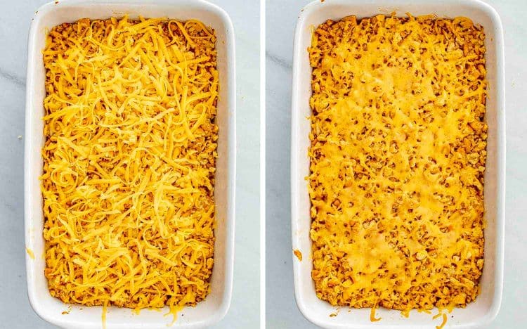 process shots showing how to make neiman marcus chicken casserole.