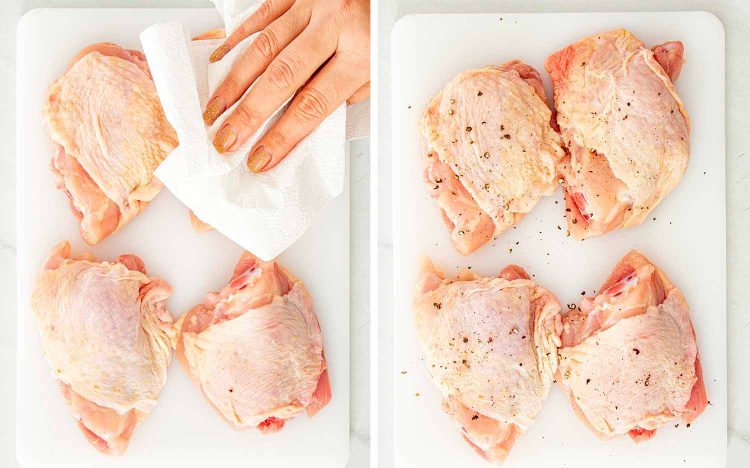 process shots showing how to make coq au riesling.