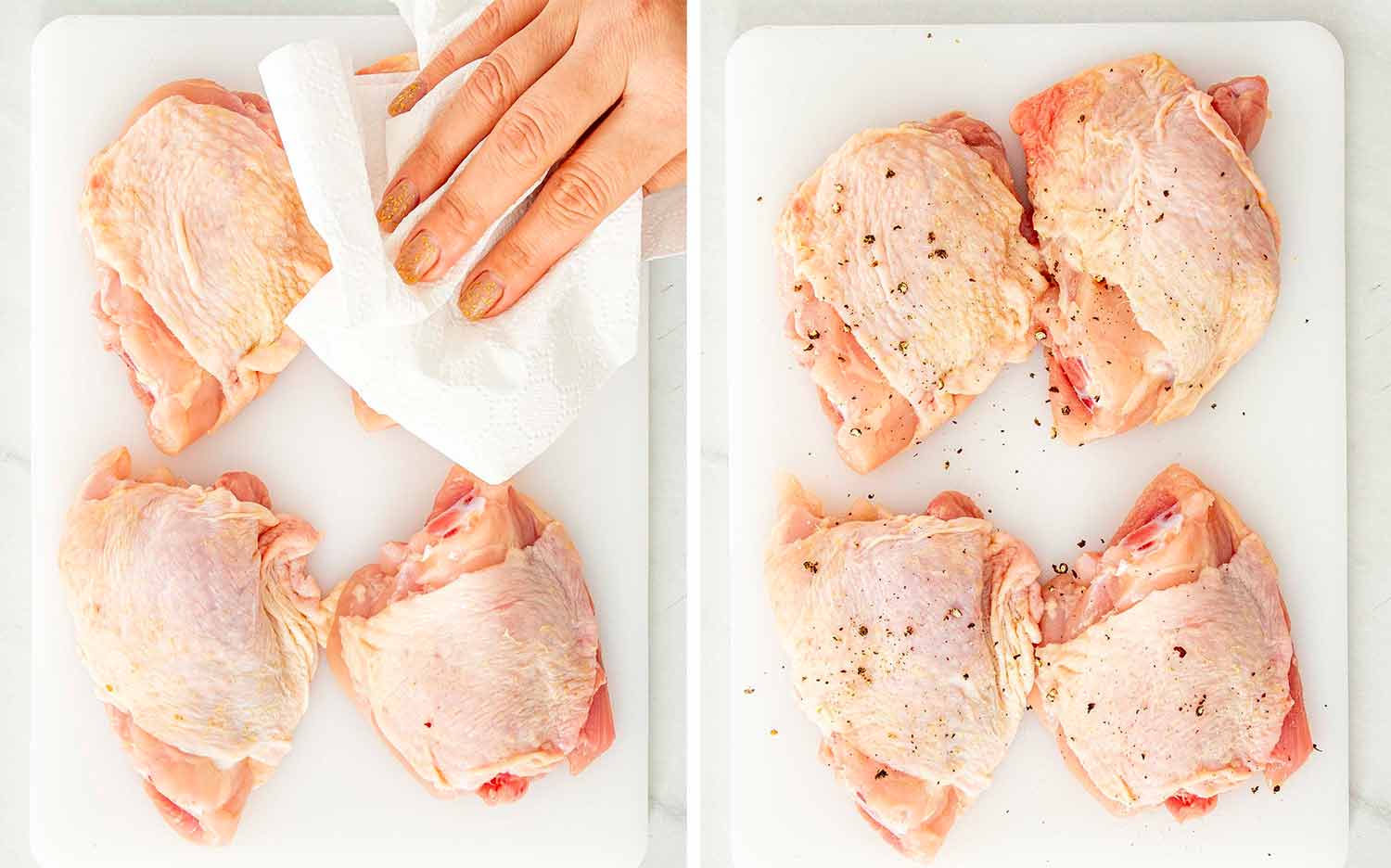 process shots showing how to make coq au riesling.