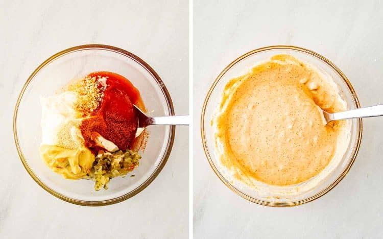 process shots showing how to make smashed burger tacos.