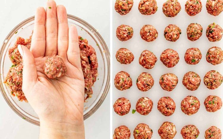 process shots showing how to make turkish meatball soup.