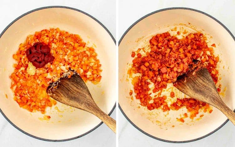 process shots showing how to make turkish meatball soup.