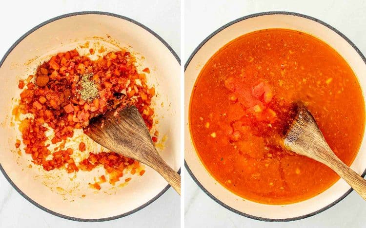 process shots showing how to make turkish meatball soup.