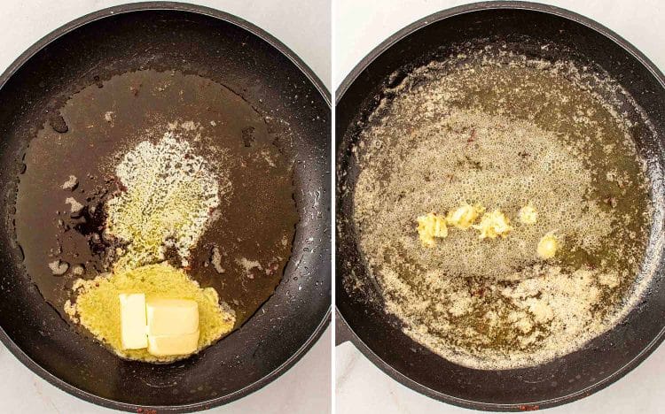 process shots showing how to make chicken meatballs in lemon butter sauce.