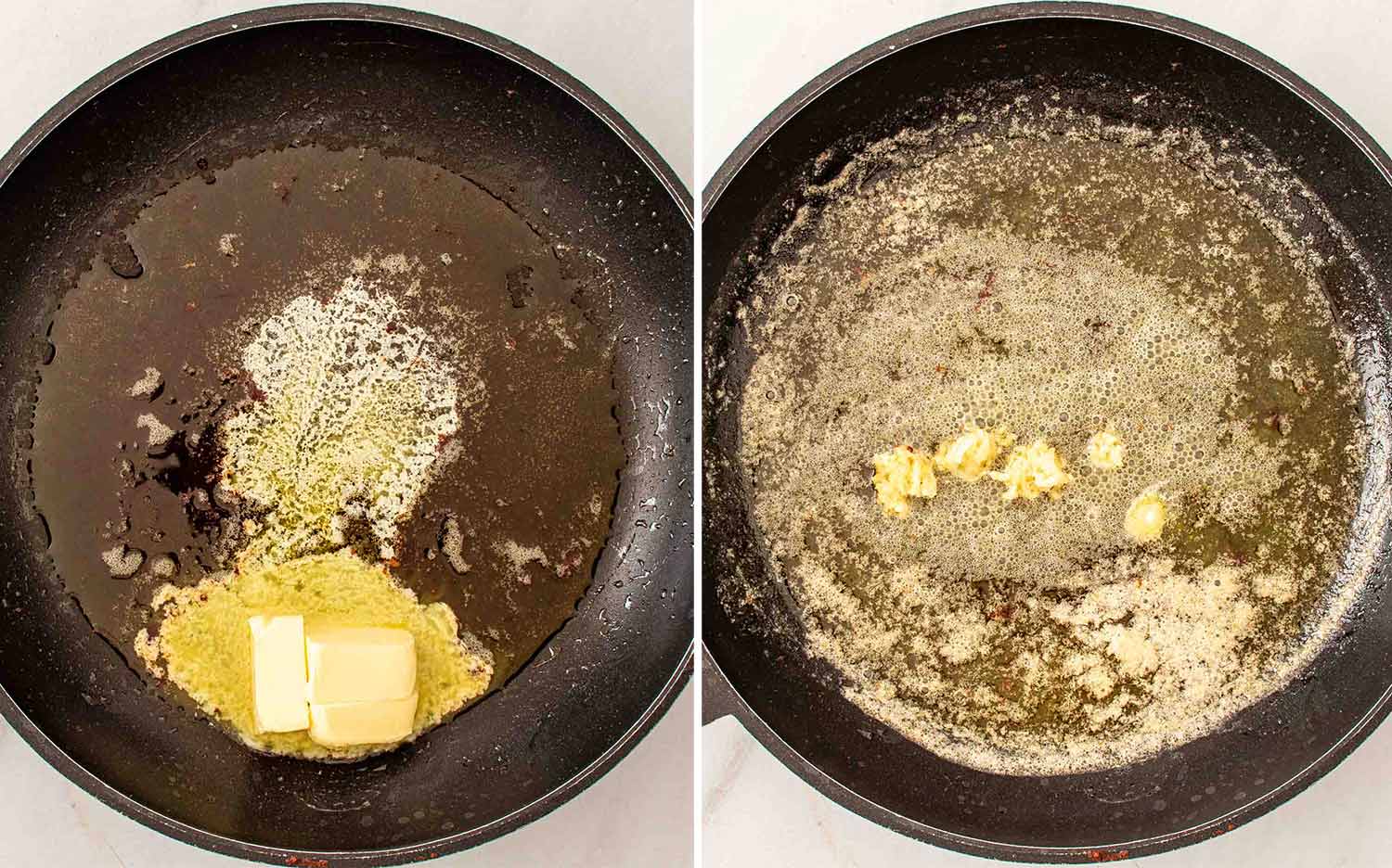 process shots showing how to make chicken meatballs in lemon butter sauce.