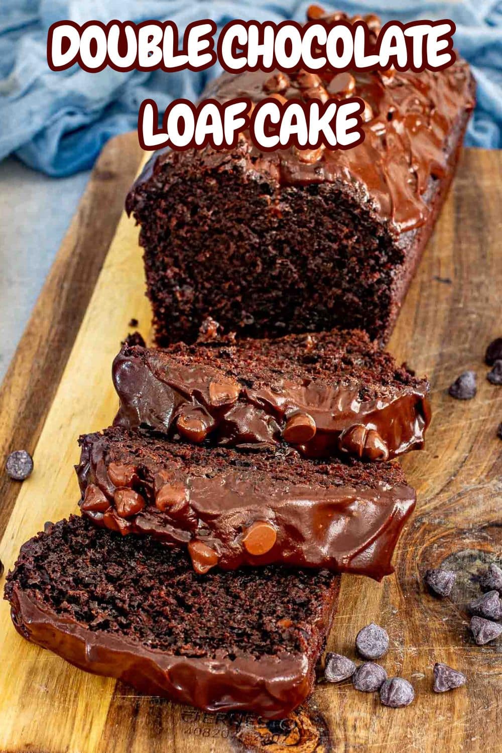 pin for double chocolate loaf cake.