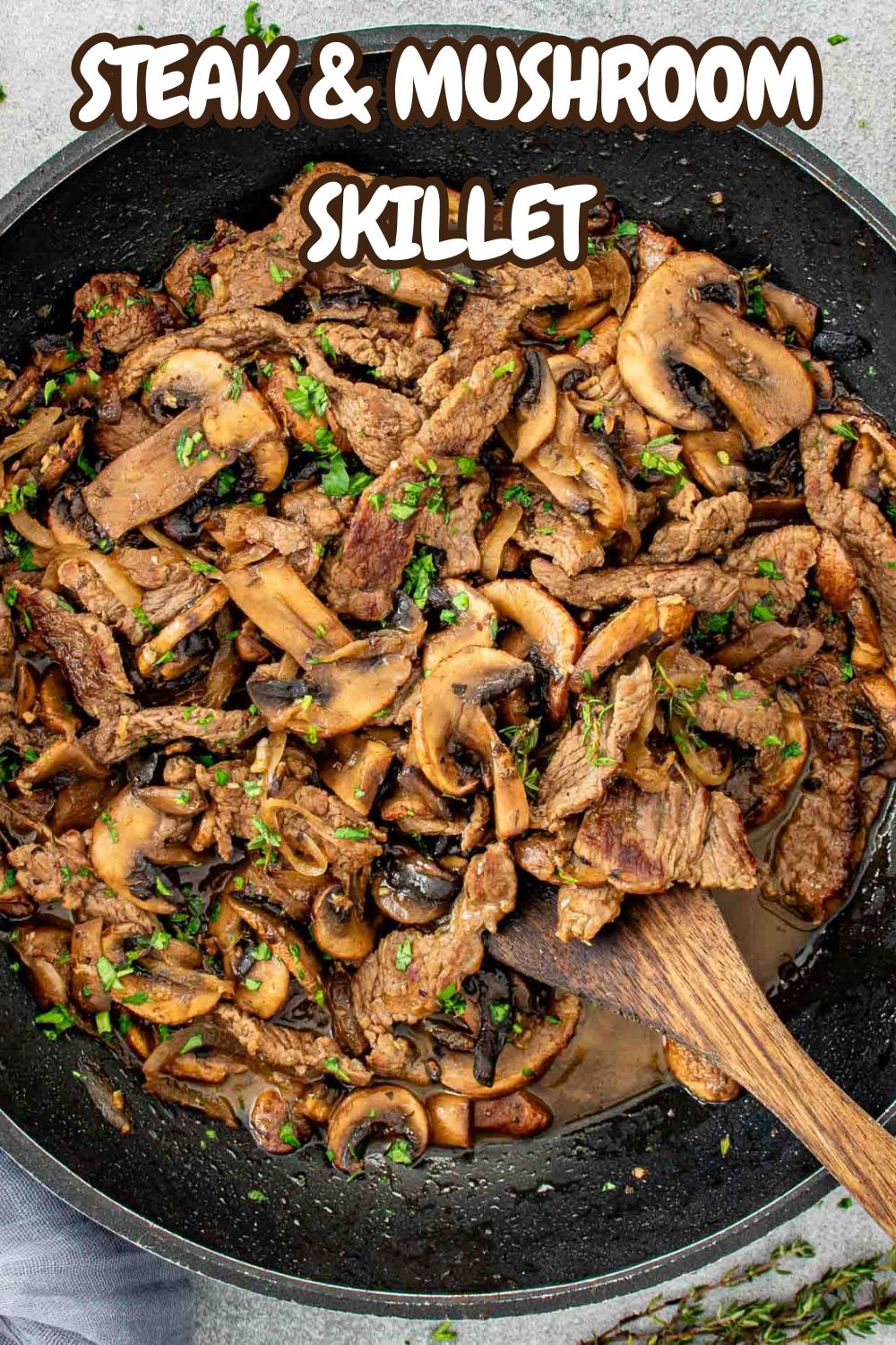 pin for steak and mushroom skillet.
