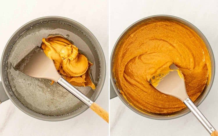 process shots showing how to make butterfinger bars.