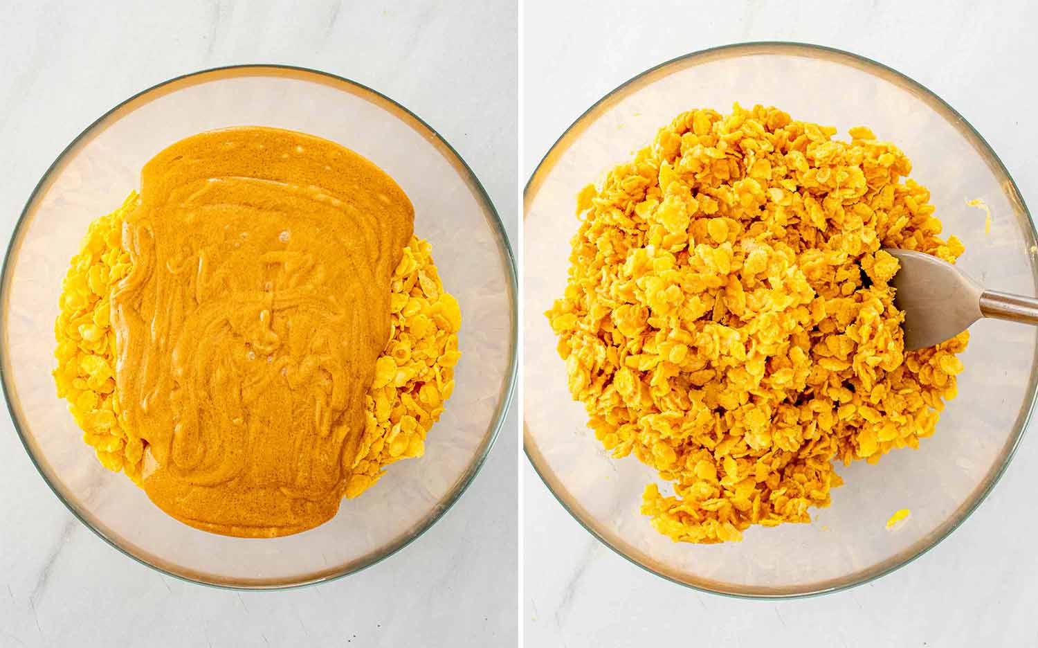 process shots showing how to make butterfinger bars.