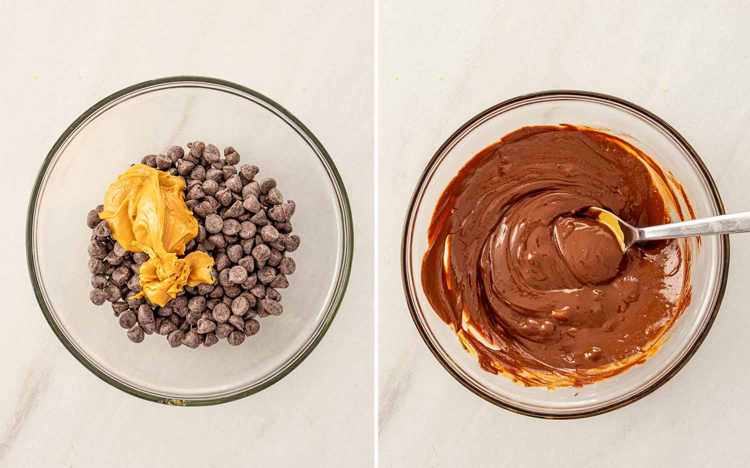 process shots showing how to make butterfinger bars.