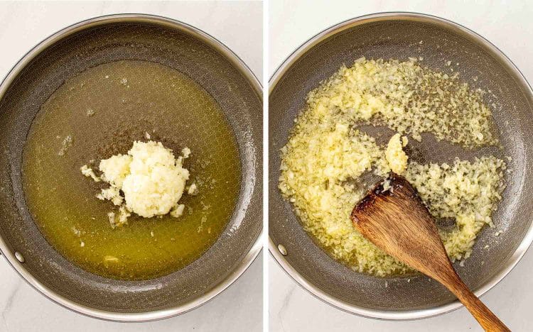 process shots showing how to make marry me baked spaghetti.