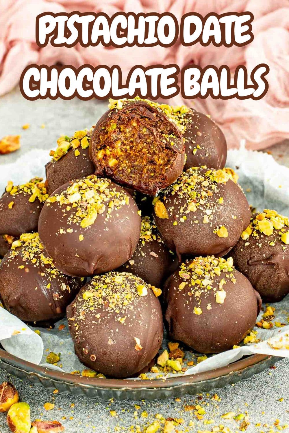 pin for pistachio date chocolate balls.