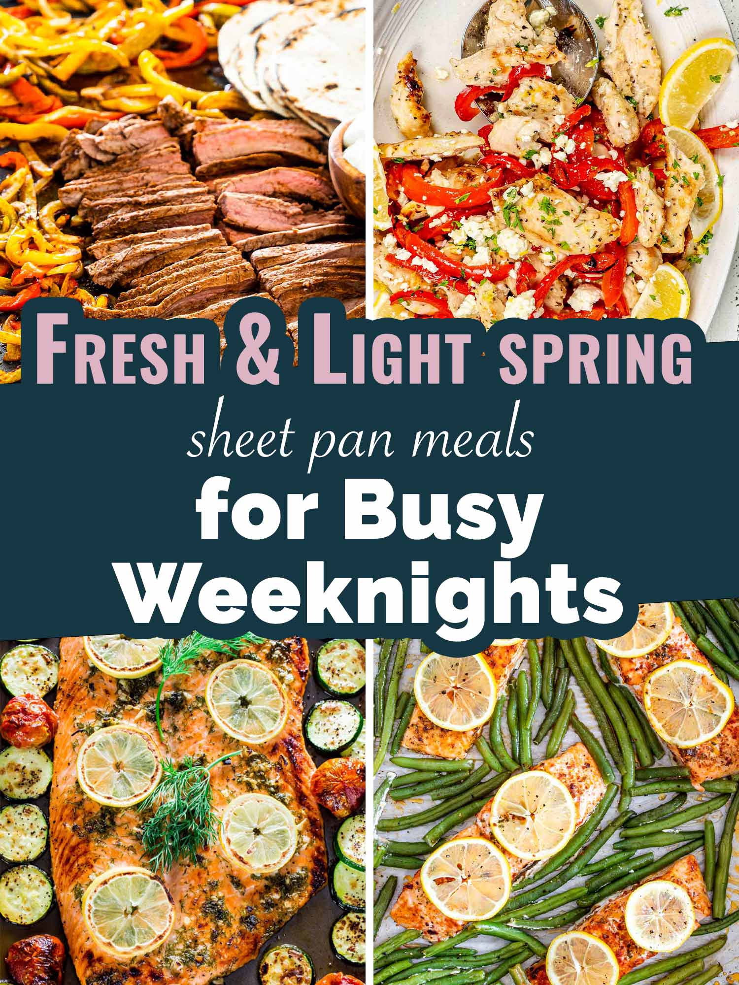 spring sheet pan meals collage.