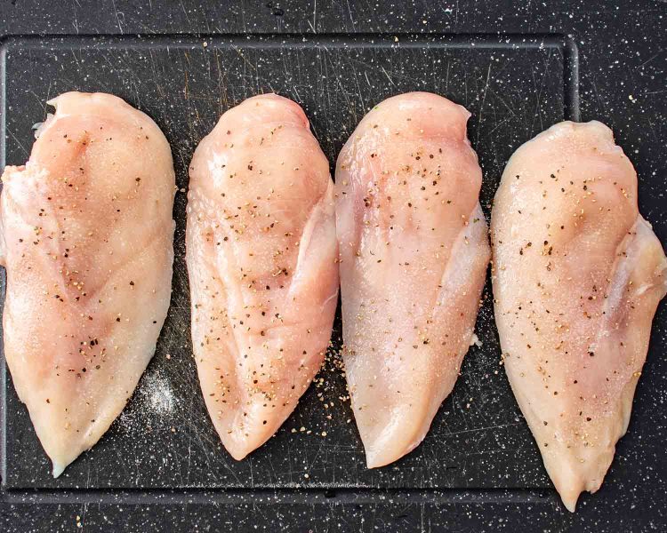 process shots showing how to make balsamic chicken.