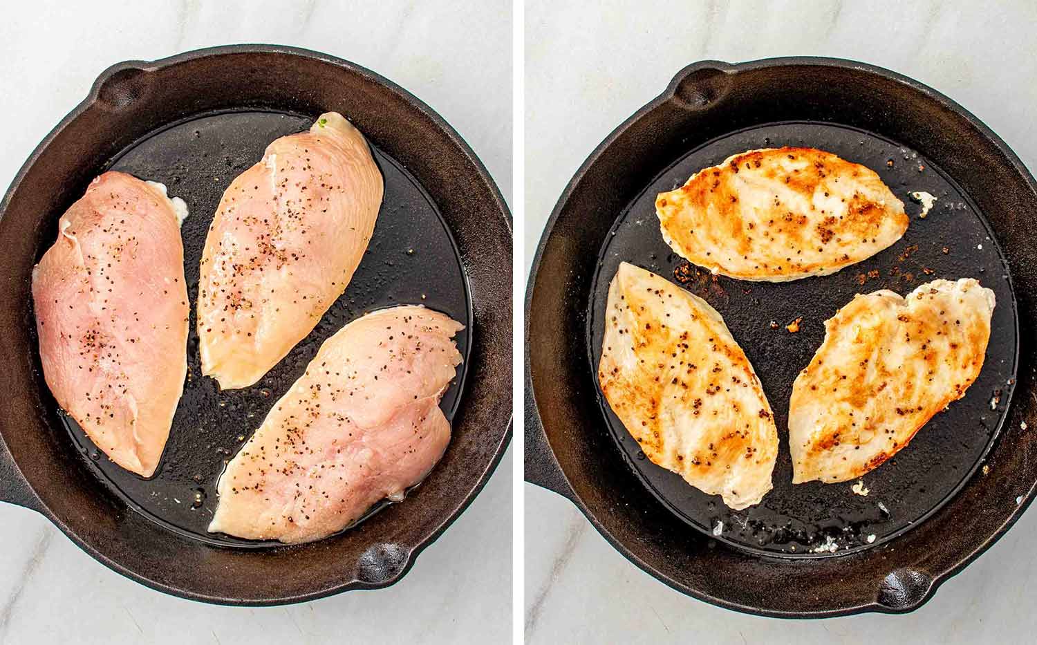 process shots showing how to make balsamic chicken.