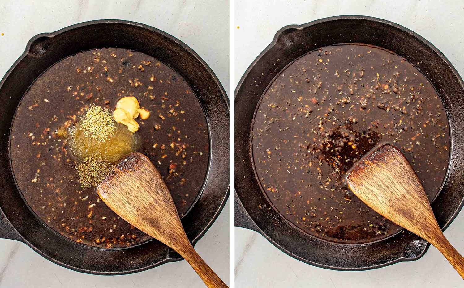 process shots showing how to make balsamic chicken.
