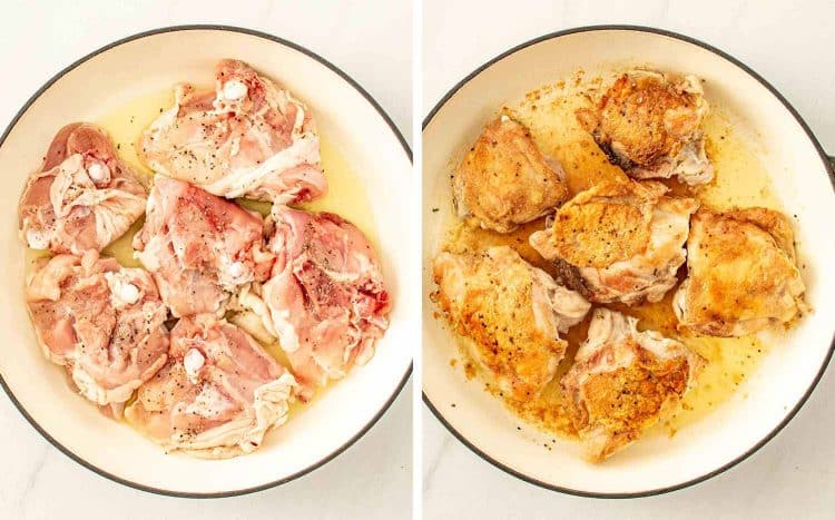 process shots showing how to make braised chicken.