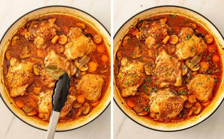 process shots showing how to make braised chicken.