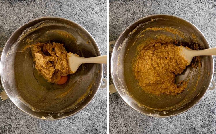 process shots showing how to make double chocolate chip cookies.