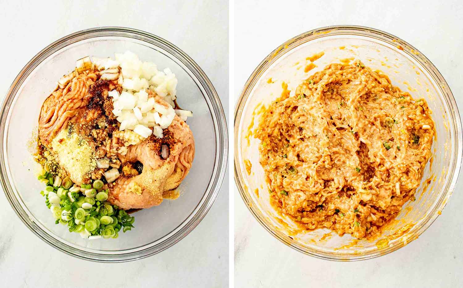 process shots showing how to make dumpling lasagna.